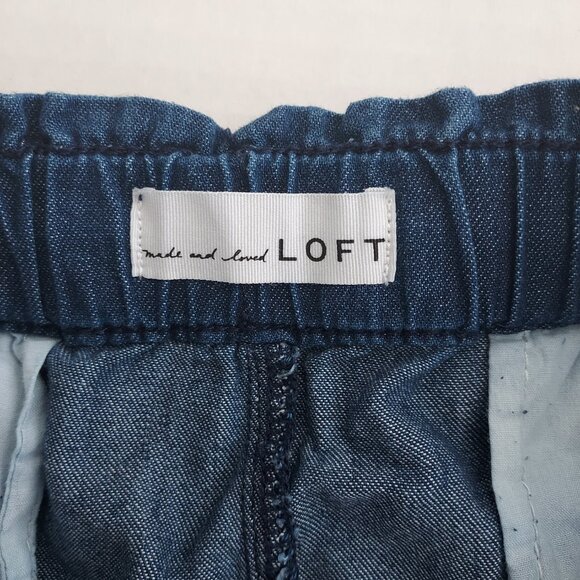 Loft Wide Leg Pull On Drawstring Denim Pants Size Large - Picture 13 of 13